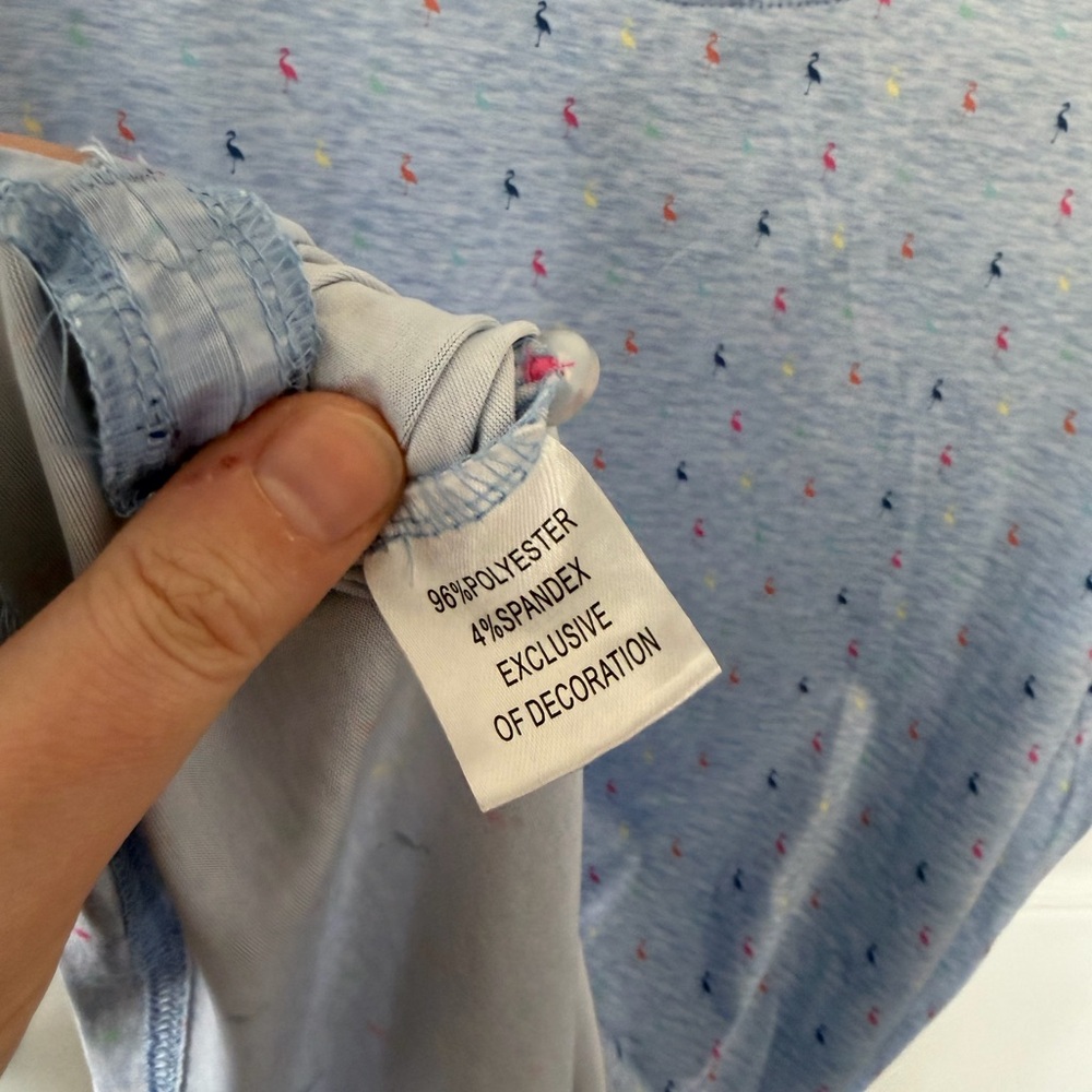 Tailorbyrd Light Blue Polo with multi colored bird print - Picture 7 of 8